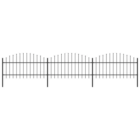 Recinzione Giardino Punta a Lancia (1-1,25)x5,1m Acciaio Nera