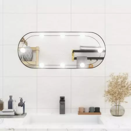 Specchio da Parete con Luci LED 30x70 cm Vetro Ovale