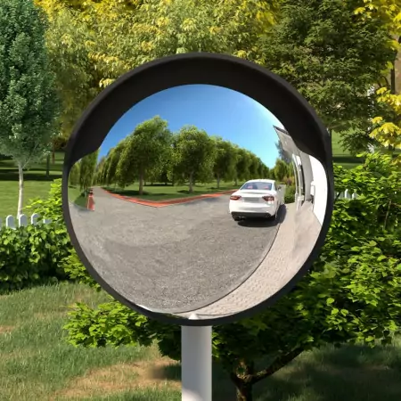Specchio per Traffico Convesso Nero Ø45 cm in Policarbonato