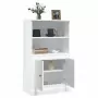 Credenza Bianco Lucido 60x35,5x103,5 cm in Legno Multistrato