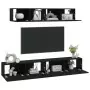 Set Mobili Porta TV 4 pz Nero in Legno Multistrato