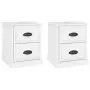 Comodini 2 pz Bianco Lucido 39x39x47,5 cm in Legno Multistrato