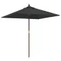 Ombrellone da Giardino con Palo in Legno Nero 198x198x231 cm