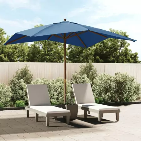 Ombrellone da Giardino con Palo in Legno Azzurro 300x300x273 cm