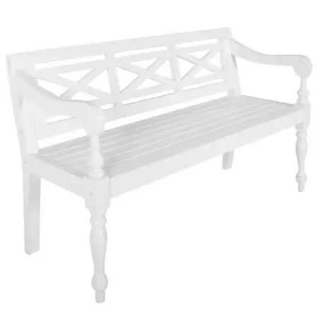 Panchina Batavia 136 cm Legno Massello di Mogano Bianco