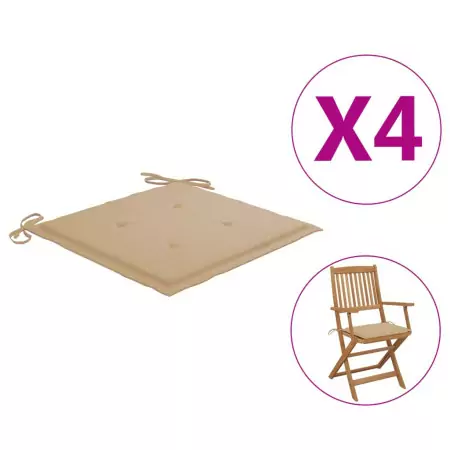 Cuscini per Sedie da Giardino 4 pz Beige 40x40x3 cm