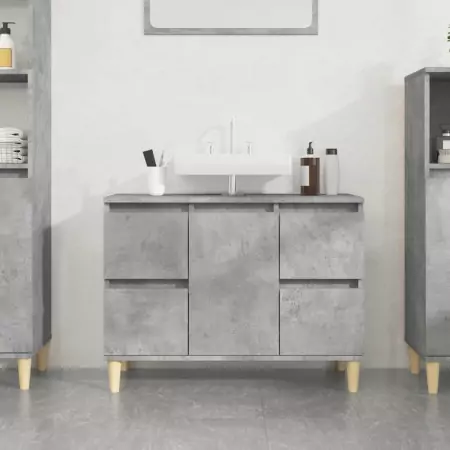 Mobile Lavabo Grigio Cemento 80x33x60 cm in Legno Multistrato