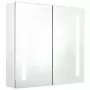 Armadietto Bagno con Specchio e LED Bianco Lucido 62x14x60 cm