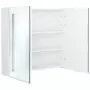 Armadietto Bagno con Specchio e LED Bianco Lucido 62x14x60 cm