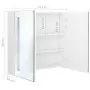 Armadietto Bagno con Specchio e LED Bianco Lucido 62x14x60 cm