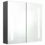 Armadietto Bagno con Specchio e LED Grigio 62x14x60 cm