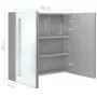 Armadietto Bagno con Specchio e LED Grigio Cemento 62x14x60 cm