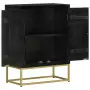 Credenza con 2 Ante Nero e Oro 55x30x75 cm Legno Massello Mango