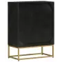 Credenza con 2 Ante Nero e Oro 55x30x75 cm Legno Massello Mango