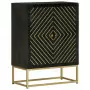 Credenza con 2 Ante Nero e Oro 55x30x75 cm Legno Massello Mango