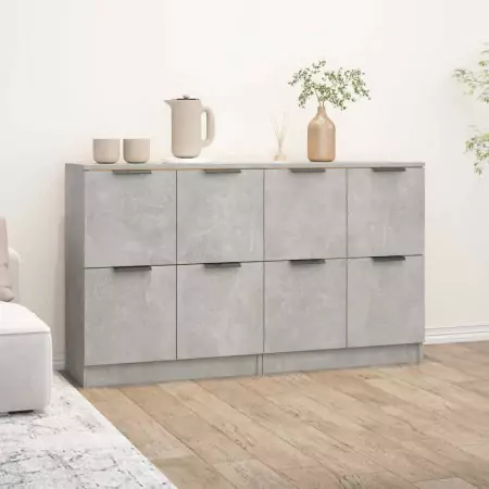 Credenze 2 pz Grigio Cemento 60x30x70 cm in Legno Multistrato