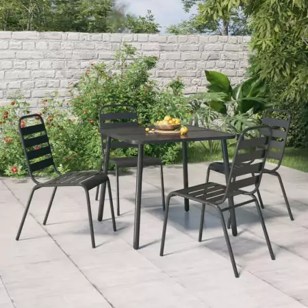 Set da Pranzo da Giardino 5 pz in Acciaio Antracite