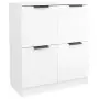 Credenze 2 pz Bianco Lucido 60x30x70 cm in Legno Multistrato