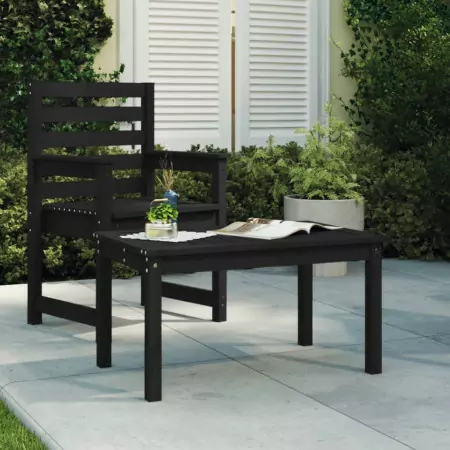 Tavolo da Giardino Nero 82,5x50,5x45 cm Legno Massello Pino