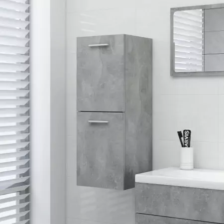 Armadio da Bagno Grigio Cemento 30x30x80 cm in Truciolato