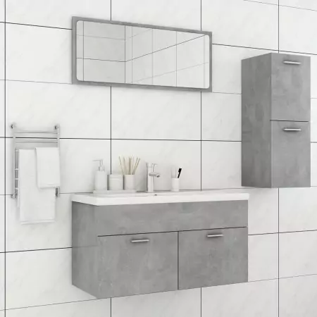 Set Mobili da Bagno Grigio Cemento in Truciolato