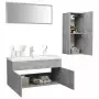 Set Mobili da Bagno Grigio Cemento in Truciolato