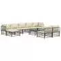 Set Divani da Giardino 10pz con Cuscini Antracite in Polyrattan