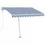 Tenda da Sole Automatica LED Sensore Vento 350x250cm Blu Bianca