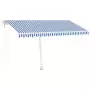 Tenda da Sole Retrattile Automatica Palo 400x300 cm Blu Bianca