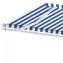 Tenda da Sole Retrattile Automatica Palo 400x300 cm Blu Bianca