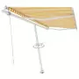 Tenda Retrattile Automatica con Palo 400x300 cm Gialla Bianca