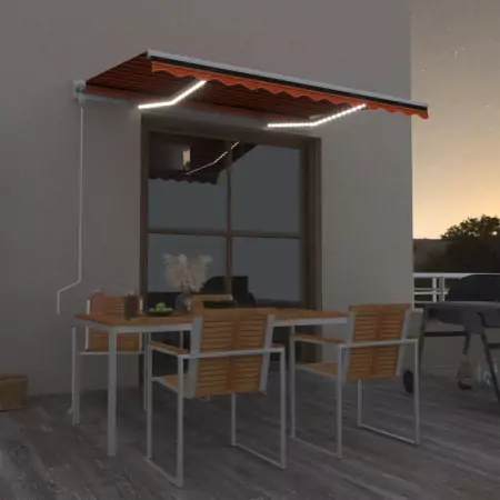 Tenda Automatica Sensore Vento e LED 300x250 cm Arancio Marrone