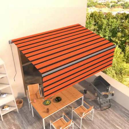 Tenda da Sole Retrattile con Parasole 4x3 m Arancio e Marrone