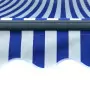 Tenda con Sensore Vento e LED 450x300 cm Blu e Bianca