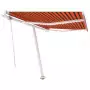 Tenda da Sole con LED Sensore Vento 350x250 cm Arancio Marrone