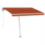 Tenda da Sole con LED Sensore Vento 350x250 cm Arancio Marrone