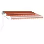 Tenda da Sole con LED Sensore Vento 350x250 cm Arancio Marrone