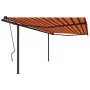 Tenda da Sole Retrattile Manuale con Pali 4x3m Arancio Marrone