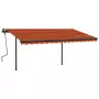 Tenda da Sole Retrattile Manuale con Pali 4x3m Arancio Marrone