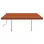 Tenda da Sole Retrattile Manuale con Pali 4x3m Arancio Marrone