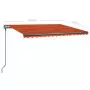 Tenda da Sole Retrattile Manuale con Pali 4x3m Arancio Marrone