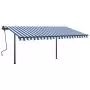 Tenda da Sole Retrattile Automatica con Pali 4x3,5 m Blu Bianca