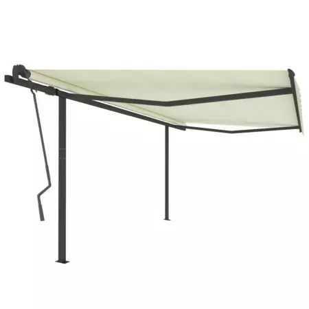 Tenda da Sole Retrattile Automatica con Pali 4x3,5 m Crema