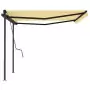 Tenda da Sole Retrattile Manuale con Pali 4x3m Gialla e Bianca