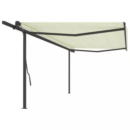 Tenda da Sole Retrattile Manuale con Pali 5x3 m Crema