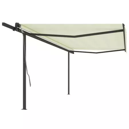 Tenda da Sole Retrattile Automatica con Pali 5x3 m Crema