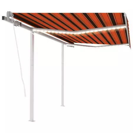 Tenda da Sole con LED Sensore Vento 3,5x2,5 m Arancio Marrone