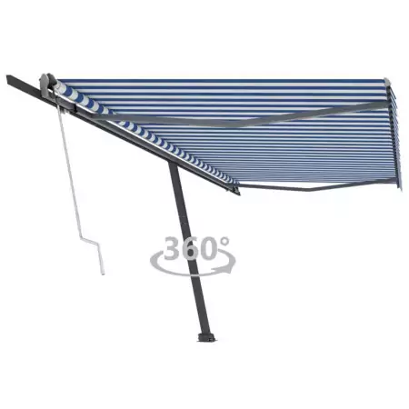 Tenda da Sole Autoportante Automatica 500x300 cm Blu Bianca