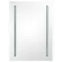 Armadietto Bagno con Specchio e LED Bianco Lucido 50x13x70 cm