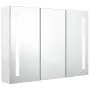 Armadietto Bagno con Specchio e LED Bianco Lucido 89x14x62 cm